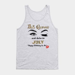 This Queen Was Born In July Leopard Pattern Tank Top